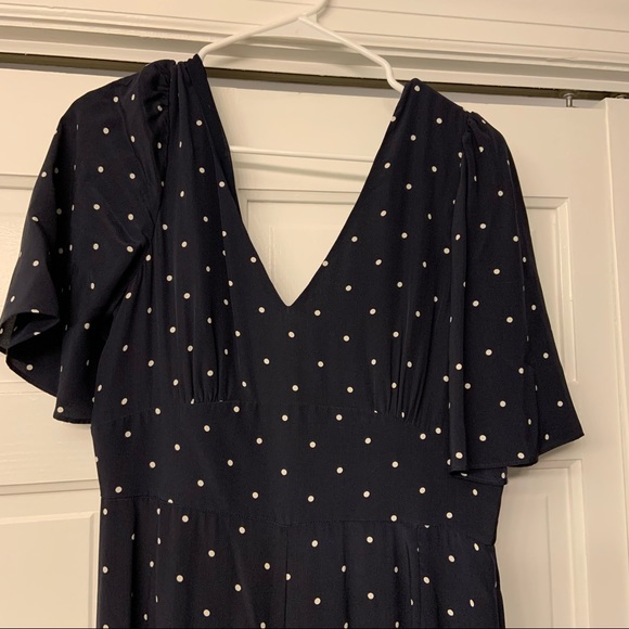 LK Bennett Diana Silk Navy Polka Dot Wide Leg Jumpsuit - Picture 2 of 8